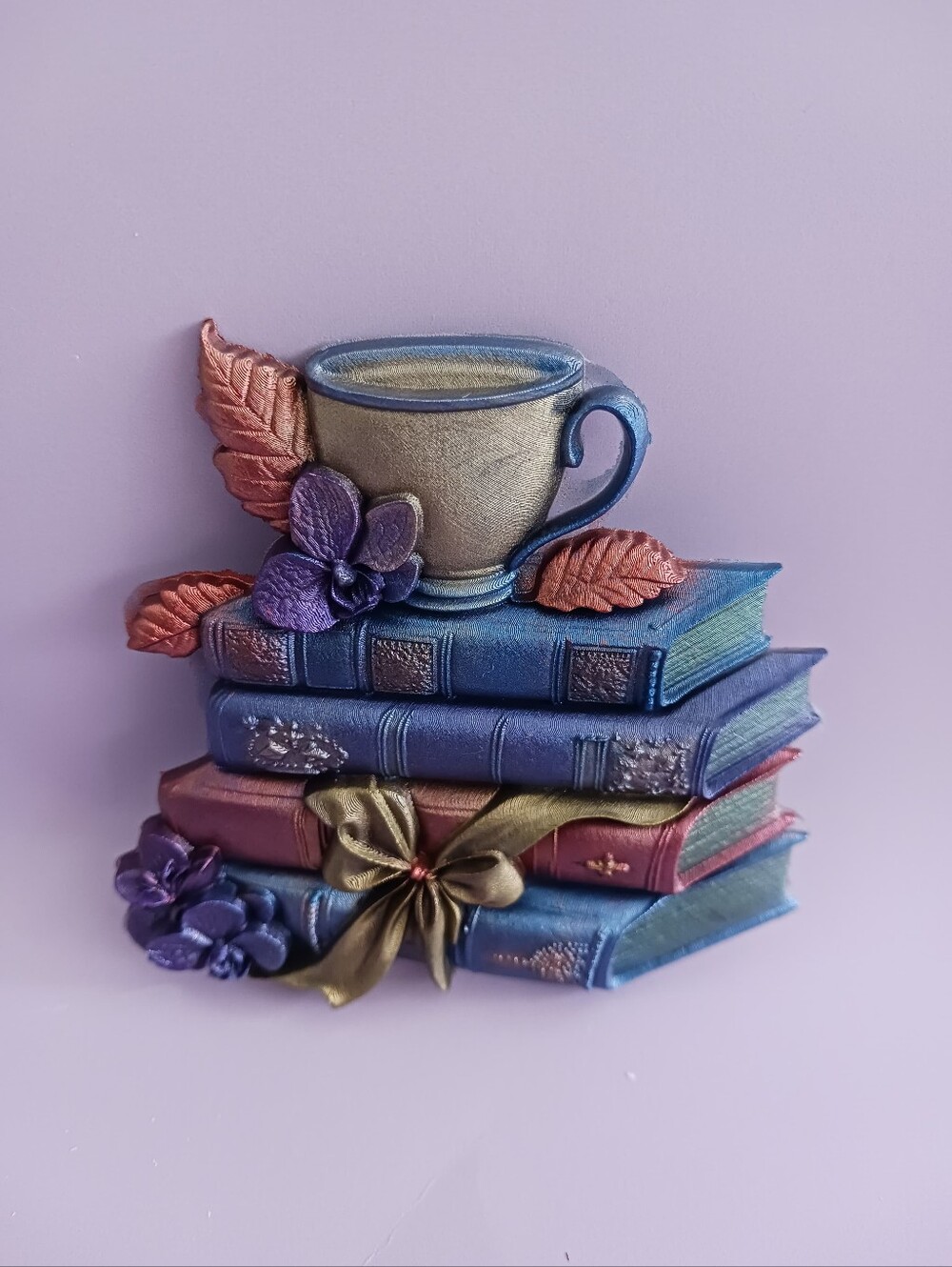 Handmade Books & Coffee Cup Flat Decor – Choice of Color